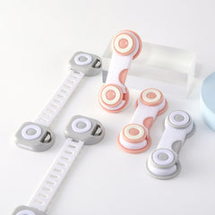 10 PCS Children Household Anti-opening Drawer Door Safety Lock, Long White Gray