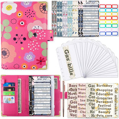 A6 PU Leather Color Printing Notebook Zipper Bag Loose-leaf Budget Binder, Chain-Black, Butterfly-Purple, Flower-Rose Red, Leopard Proter-Brown, Daisy-Black, Phnom Penh Marbling