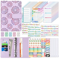 A6 Cash Budget Book Schedule Weekly Plan Monthly Plan Loose-leaf Notepad, White, Pink, Blue, Purple, Green