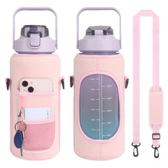 2L Diving Material Water Bottle Cover Case with Strap, Pink Glue Buckle, Pink Metal Buckle, Black Metal Buckle, Black