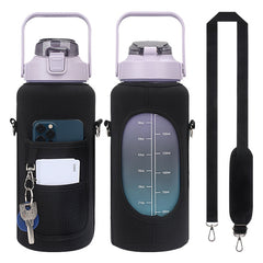 2L Diving Material Water Bottle Cover Case with Strap, Pink Glue Buckle, Pink Metal Buckle, Black Metal Buckle, Black