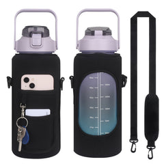 2L Diving Material Water Bottle Cover Case with Strap, Pink Glue Buckle, Pink Metal Buckle, Black Metal Buckle, Black