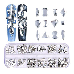 12 Grid Flat Bottom Shaped Nail Rhinestones Nail Decoration, 19, 20, 21, 22, 23, 24, 25, 26, 28