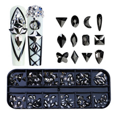 12 Grid Flat Bottom Shaped Nail Rhinestones Nail Decoration, 19, 20, 21, 22, 23, 24, 25, 26, 28