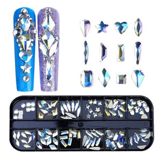 12 Grid Flat Bottom Shaped Nail Rhinestones Nail Decoration, 19, 20, 21, 22, 23, 24, 25, 26, 28