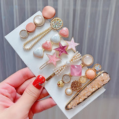 Alloy Colorful Hairpin Headgear Pearl Rhinestone Clip Set, 8PCS/Set Heavy Work, 8PCS/Set Cherry, 8PCS/Set Pink Cherry, 8PCS/Set Starfish, 7PCS/Set Mermaid, 4PCS/Set Light Blue, 6PCS/Set Purple, 7PCS/Set Diamond Hand, 7PCS/Set Gradient Green            ...
