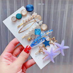 Alloy Colorful Hairpin Headgear Pearl Rhinestone Clip Set, 8PCS/Set Heavy Work, 8PCS/Set Cherry, 8PCS/Set Pink Cherry, 8PCS/Set Starfish, 7PCS/Set Mermaid, 4PCS/Set Light Blue, 6PCS/Set Purple, 7PCS/Set Diamond Hand, 7PCS/Set Gradient Green            ...