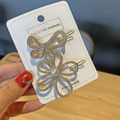 Alloy Colorful Hairpin Headgear Pearl Rhinestone Clip Set, 2PCS/Set Model B, 2PCS/Set Model D