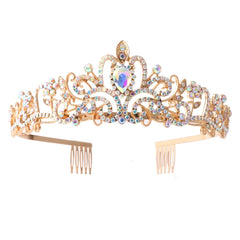 G2888 Crystal Diamond Wedding Party Braided Hair Crown Show Headband, Golden AB, Royal Blue, Champagne, Silver Black, Black, Silver-Red Diamond, Gold-Red Diamond