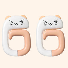 2 PCS Deskside Schoolbag Hook Removable Office Bag Hanger, Panda, Small Pink Cat, Raccoon, Kitten