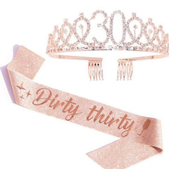 WM-02 Crystal Diamond Birthday Party Wedding Updo Crown, Color: Gold Queen Set1, Rose Gold 30, Gold 30, Rose Gold 40, Rose Gold 50, Gold 50, Gold 60, Blue, Pink