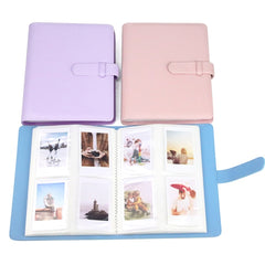 CAIUL 3 Inch PU Leather Photo Album Photo Collection Commemorative Book, Cherry Pink, Clove Purple, Qingkong Blue