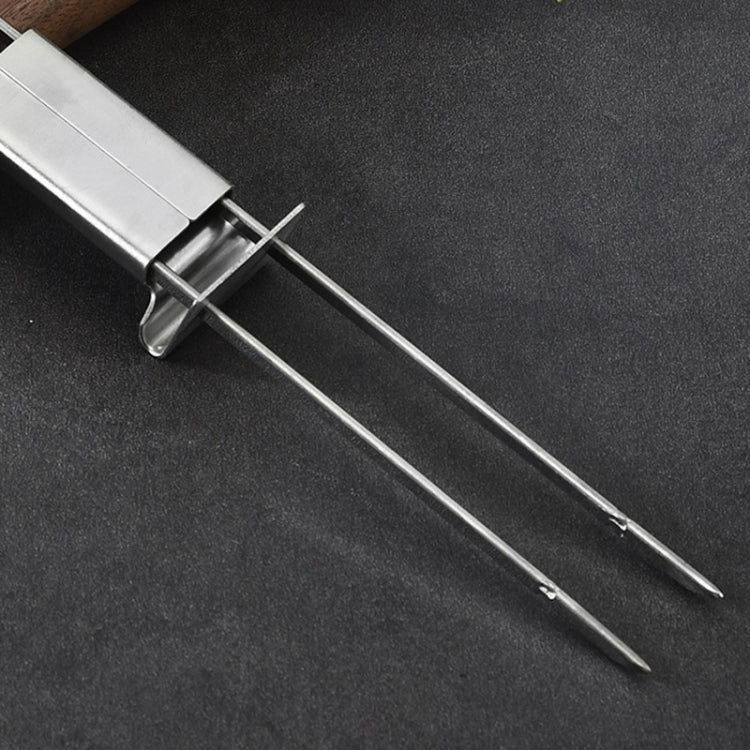 2 PCS Stainless Steel Semi-Automatic Double Head BBQ Fork Outdoor BBQ Tool, 2 PCS BBQ Tool