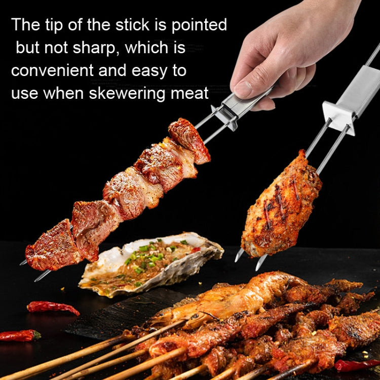 2 PCS Stainless Steel Semi-Automatic Double Head BBQ Fork Outdoor BBQ Tool, 2 PCS BBQ Tool