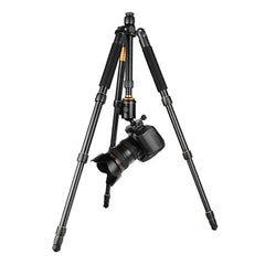 QingZhuangShiDai Q666 Portable Travel SLR Camera Aluminum Magnesium Alloy Tripod, Q666(Black)