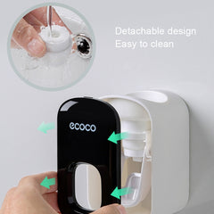 ECOCO E1922 Children Adult Double Position Automatic Toothpaste Squeezing Device, E1922 Black, E1922 Grey
