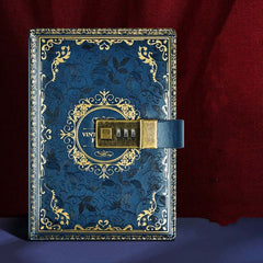 B6 PU Leather Retro Password Book With Lock Diary Hand Book, Blue, Purple, Wine Red, Brown, Green
