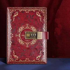 B6 PU Leather Retro Password Book With Lock Diary Hand Book, Blue, Purple, Wine Red, Brown, Green