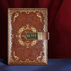 B6 PU Leather Retro Password Book With Lock Diary Hand Book, Blue, Purple, Wine Red, Brown, Green