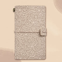 A6  Retro Lace Carved Girls Hand Ledger Diary With 3 Separate Inner Pages, Dark Green, Pink, Bright Orange, Oats, Beige