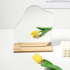 Irregular Acrylic Mirror With Wooden Base Photo Props, Water Drip, Cloud, Water Wave, Mountain