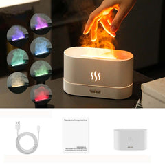 7 Color Flame Aromatherapy Machine Home Office Desk Air Humidifier, 7 Color(Black), 7 Color (White)