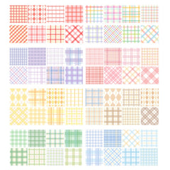 Small Fresh Lattice Salt Series Hand Account Tape Set, 60 Rolls 1.5cm x 2m, 30 Rolls 3cm x 2m