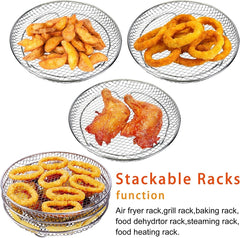 Air Fryer Accessories 8-inch Three Layer Round Grill Steam Rack, Round