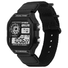 SYNOKE 9619C Nylon Canvas Strap Three-Ring Buckle Vintage Electronic Luminous Watch