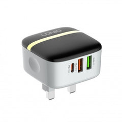 LDNIO A3513Q 32W QC3.0 3 USB Ports Phone Adapter, UK Plug with 8 Pin Cable, UK Plug with Type-C Cable, UK Plug with Type-C to 8 Pin Cable