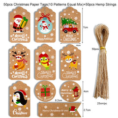 2 Packs 50pcs/set  Christmas Kraft Paper Tags Gift Wrapping Paper Labels, Series 1, Series 2, Series 3, Series 4, Series 5, Series 6, Series 7, Series 8, Series 9, Series 10, Series 11, Series 12, Series 13, Series 14