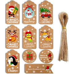 2 Packs 50pcs/set  Christmas Kraft Paper Tags Gift Wrapping Paper Labels, Series 1, Series 2, Series 3, Series 4, Series 5, Series 6, Series 7, Series 8, Series 9, Series 10, Series 11, Series 12, Series 13, Series 14