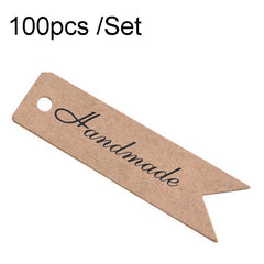 100pcs /Set Retro Baking Sticker Tag Swallow Tail Bookmark Gift Card, Style:, Thand You (Cowhide), Thand You (White), Handmade (Cowhide), Handmade (White), Blank (Cowhide)