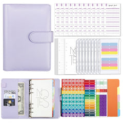 A6 Macaron PU Leather Loose-leaf Notebook Cash Budget Handbook, XJYS-010  Purple, XJYS-010 Yellow, XJYS-010 Black, XJYS-010 Green, XJYS-010  Blue, XJYS-010  Pink