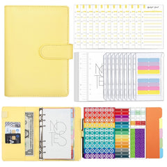 A6 Macaron PU Leather Loose-leaf Notebook Cash Budget Handbook, XJYS-010  Purple, XJYS-010 Yellow, XJYS-010 Black, XJYS-010 Green, XJYS-010  Blue, XJYS-010  Pink