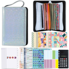 A6 Handheld Zipper Bag Type Large Capacity Cash Budget Book Handbook, Purple, Blue, Pink, Black Gray, Yellow