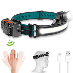 XPG + COB Sensor Headlight Flashlight 6 Lighting Modes Rechargeable Head Lamp, W678-2 Zoom, 678-1 Fixed Focus