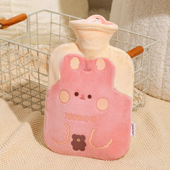 ZS103 Cartoon Plush Water-filled Hot Water Bags Explosion-proof Leak-proof Warming Water Bottle, Spec:, Pink Lucky Rabbit, Beige Lucky Rabbit, Brown Bear, Khaki Bear, Purple Duck, Pink Rabbit, Deep Blue Duck, Ink Green Duck, Intervened Pink
