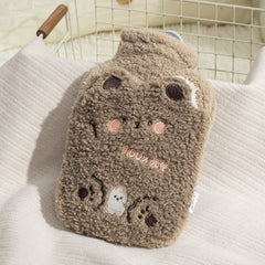 ZS103 Cartoon Plush Water-filled Hot Water Bags Explosion-proof Leak-proof Warming Water Bottle, Spec:, Intervened White, Intervened Coffee, Intervened Khaki