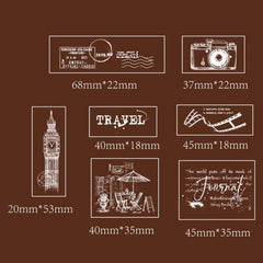 MOCARD 7 In 1 Wooden Stamp Set Handbook DIY Material, 7 In 1 Listening Wind, 7 In 1 Senyu Traveler, 7 In 1 Handicraft Diary, 7 In 1 Floating