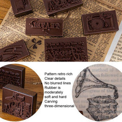 MOCARD 7 In 1 Wooden Stamp Set Handbook DIY Material, 7 In 1 Listening Wind, 7 In 1 Senyu Traveler, 7 In 1 Handicraft Diary, 7 In 1 Floating