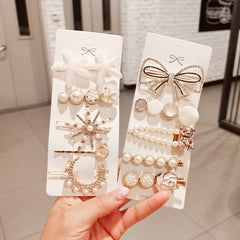 Star Sea Pearl Rhinestone Hair Clip Teenage Girls Headdress