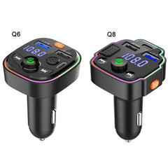 Car Bluetooth FM Transmitter PD Fast Charging Ambient Light, Q8