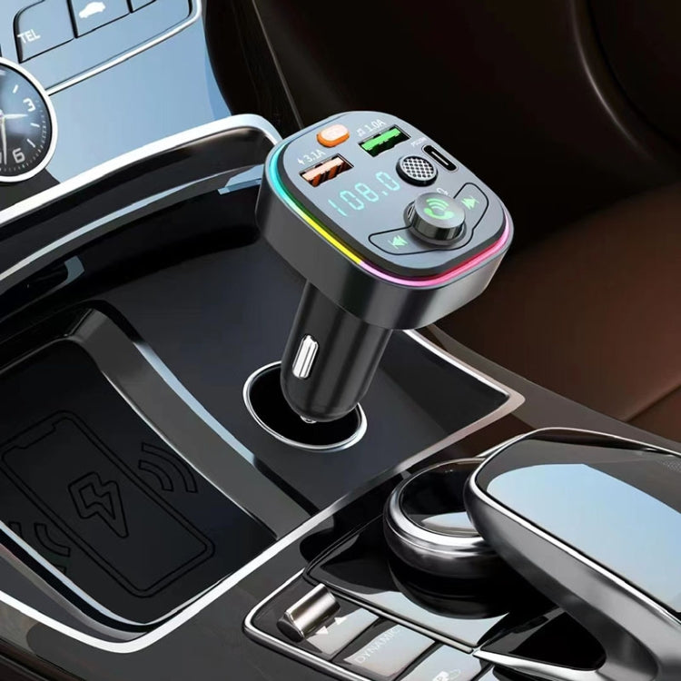 Car Bluetooth FM Transmitter PD Fast Charging Ambient Light, Q8
