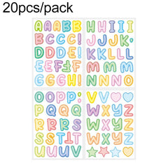 20 PCS ZPKTZM Children Cartoon Colorful Letters Stickers DIY Lunch Box Mark Waterproof Sticker, Waterproof Sticker