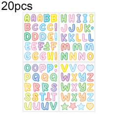 20 PCS ZPKTZM Children Cartoon Colorful Letters Stickers DIY Lunch Box Mark Waterproof Sticker, Waterproof Sticker