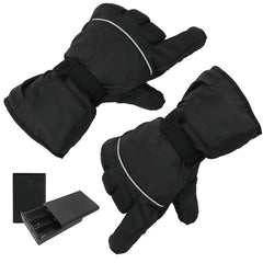 Outdoor Sports Ski Heated Warm Touchable Gloves, Black, Black+USB Cable