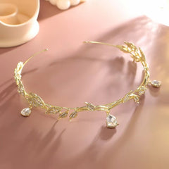 Leaves Frontal Ornaments Crown Hair Band Rhinestone Headdress, Rhinestone Headdress Silver, Rhinestone Headdress Gold