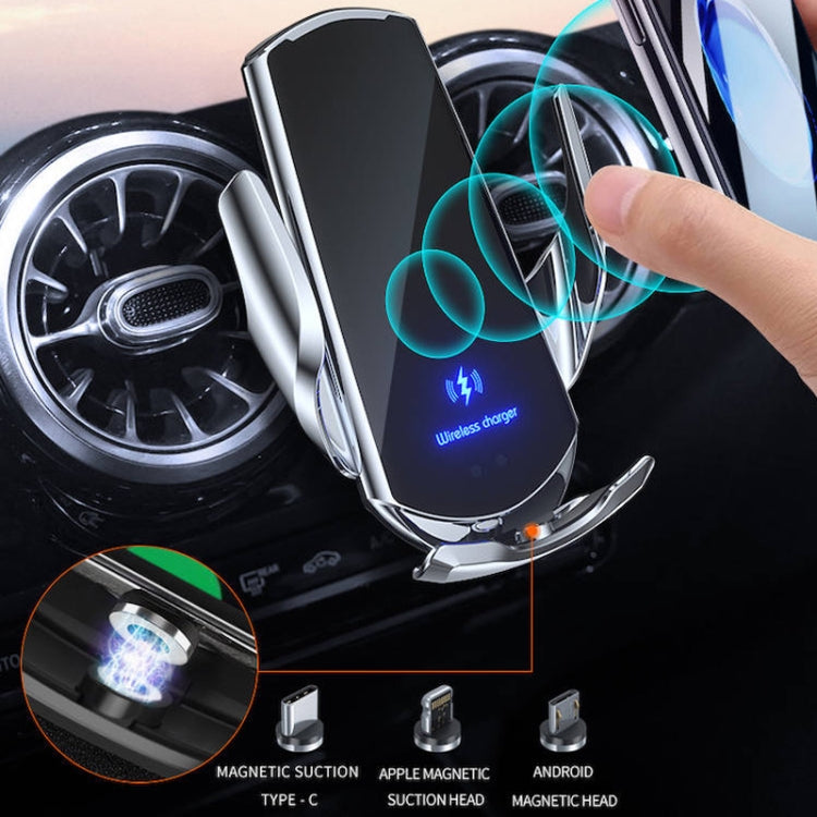 Q3 Infrared Induction Magnetic Car Wireless Charging Phone Bracket with Micro USB + 8 Pin + Type-C / USB-C Magnetic Connector, Q3 Red, Q3 Black, Q3 Gold, Q3 Silver, Q3 Blue