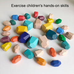 Children Early Teachings Stack Stone Building Blocks Wood Stack Stone Toys, 38 Grains Combination B